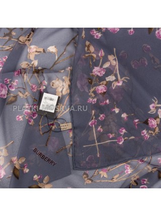 Платок Burberry шелковый серый "Roses" 2804-110