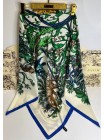 Платок Dior шелковый белый с синим "Jungle"