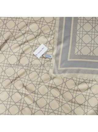 Платок Dior шелковый бежевый с серым "Monogram" 4169