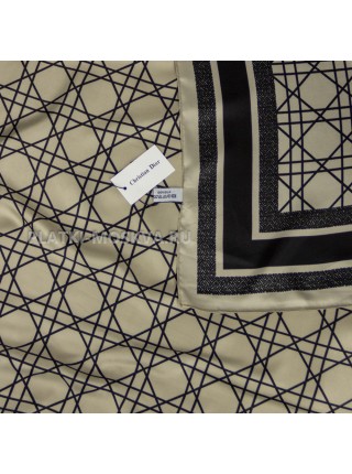 Платок Dior шелковый бежевый с черным "Monogram" 4173
