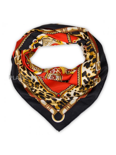 Платок Dior шелковый красный "Leopard" 2151-140