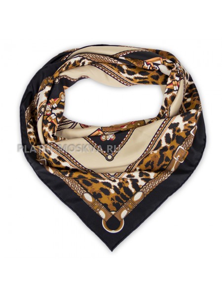 Платок Dior шелковый коричневый "Leopard" 2152-140