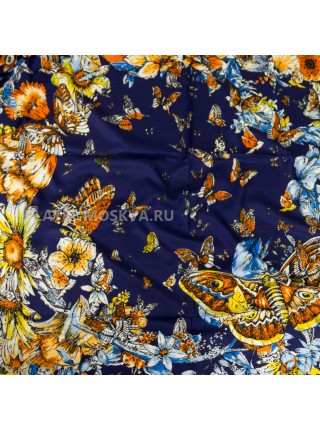 Платок Dior шелковый синий "Butterfly" 2188-90