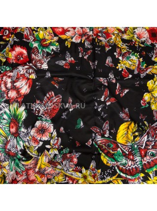Платок Dior шелковый черный "Butterfly" 2189-90