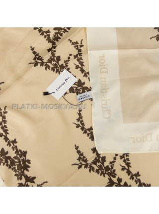 Платок Dior шелковый бежевый "Leaves" 3947