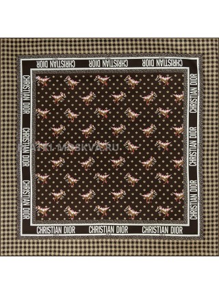 Платок Dior шелковый коричневый "Pacman" 1496-90