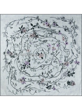 Платок Dior шелковый двухсторонний белый "Flora" 2708-90