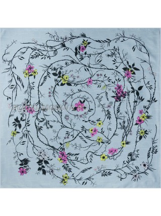 Платок Dior шелковый двухсторонний бирюзовый "Flora" 2712-90