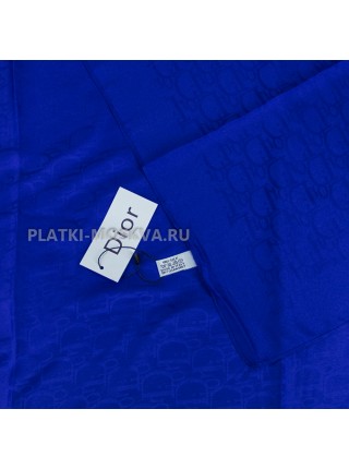 Платок Dior шелковый ярко-синий однотонный 499-17