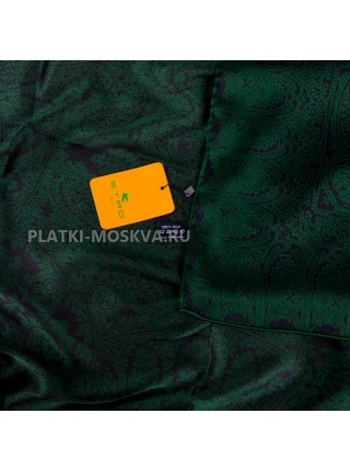 Платок Etro шелковый темно-зеленый "Пейсли" 2811-110