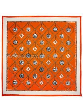 Платок Fendi шелковый оранжевый "Кулоны" 2143-90