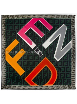 Платок Fendi шелковый зеленый "Logo" 2181-90
