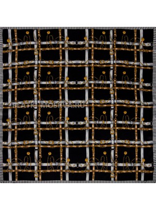 Платок Fendi шелковый черный "Belts" 3969