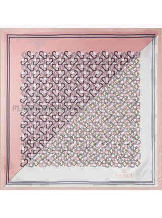 Платок Fendi шелковый пудровый двойной "Monogram" 3165