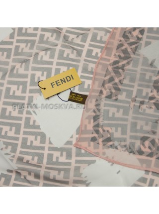Платок Fendi шелковый серый с розовым "Monogram"
