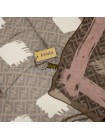 Платок Fendi шелковый коричневый с розовым "Monogram"