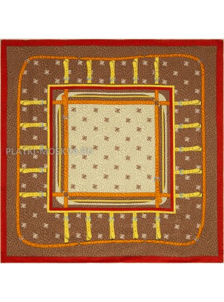 Платок Fendi шелковый коричневый "Ремни" 1857-90