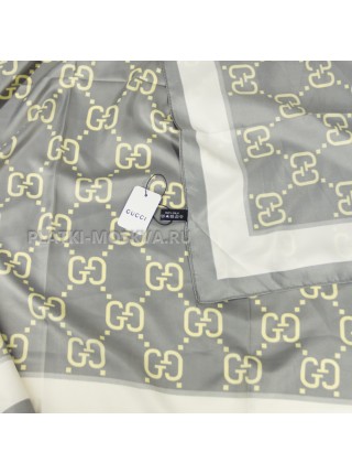 Платок Gucci шелковый серый "Logo" 3955