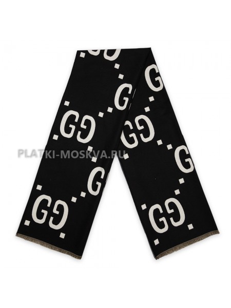Палантин Gucci кашемировый черный "Logo" 2502