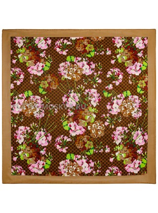 Платок Gucci шелковый коричневый "Flora" 2125-90