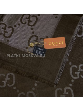 Платок Gucci шерстяной коричневый с люрексом 2254-120