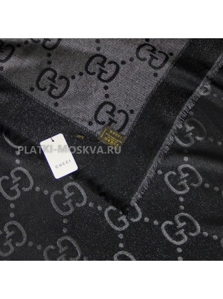 Платок Gucci шерстяной черный с серебром 2924