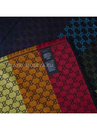 Платок Gucci шерстяной черный с разноцветным люрексом 2218