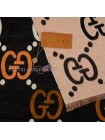 Палантин Gucci кашемировый черный с бежевым "Logo"