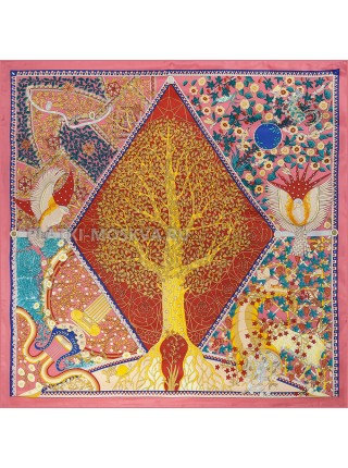 Платок Hermes шелковый розовый "Magic Tree" 1634-140