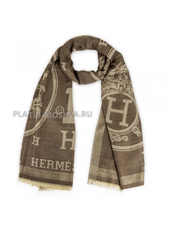 Палантин Hermes кашемировый коричневый с люрексом 2445