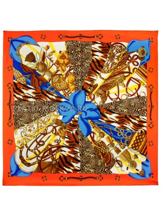 Платок Hermes шелковый оранжевый "Шелковое солнце" 2117-90
