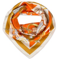 Платок Hermes шелковый оранжевый "Brides an Destin" 2322-90