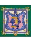 Платок Hermes шелковый зеленый с розовым "Bride de Cour" 1568-90