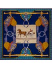 Платок Hermes шелковый синий "Carrick a Pompe" 1587-90