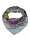Платок Hermes шелковый серый с фиолетовым "Flora" 3813