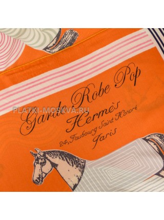 Платок Hermes кашемировый оранжевый "Garde Robe Pop" 2330