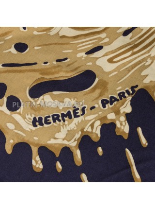 Платок Hermes кашемировый темно-синий "Peinture Fraiche" 2332