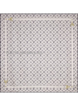 Платок шелковый серый "Monogram" 1564-90