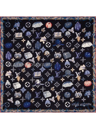 Платок шелковый черный "Осенний мотив" 1795-90