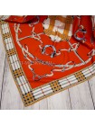 Платок Hermes шелковый красный "Belts"