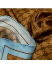 Платок Fendi шелковый бежевый с голубым "Monogram"