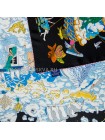 Платок Hermes шелковый черный с синим "Sur Mon Nuoge" 2316-90