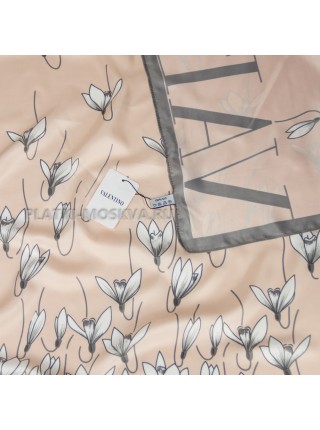 Платок Valentino шелковый розовый "Подснежники" 4152
