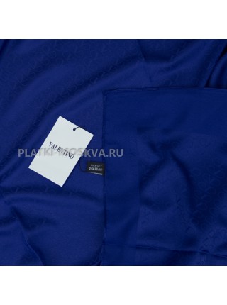 Платок Valentino шелковый синий однотонный 699-1