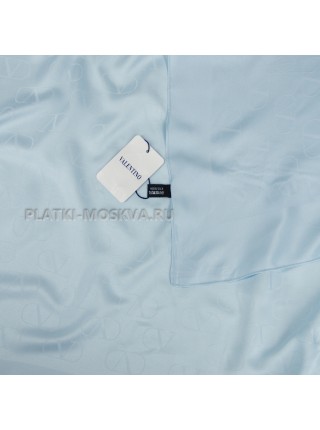 Платок Valentino шелковый голубой однотонный 699-15