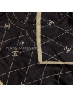 Платок Chanel шелковый черный с бежевым "Logo"