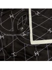 Платок Chanel шелковый черный с белым "Logo"