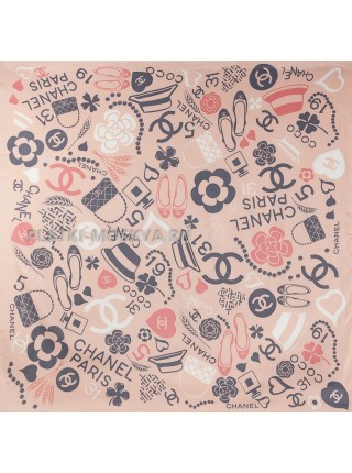 Платок Chanel шелковый розовый "Shopping" 3192