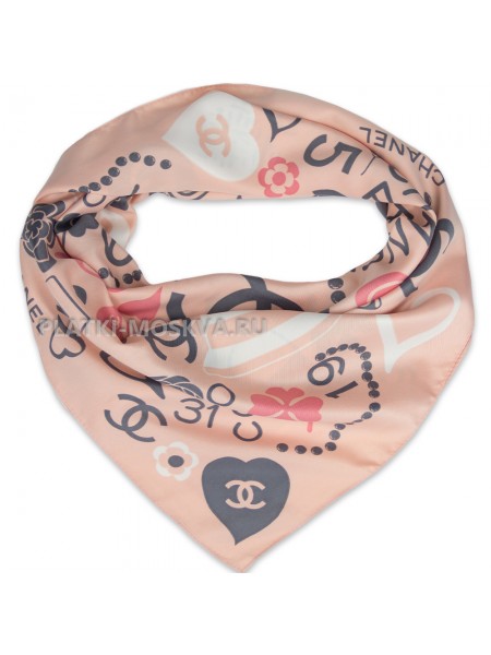 Платок Chanel шелковый розовый "Shopping" 3192
