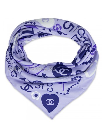 Платок Chanel шелковый фиолетовый "Shopping"